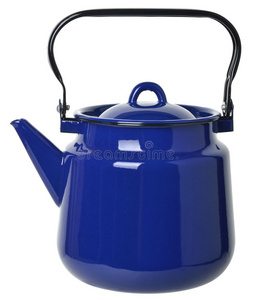 白底深蓝色搪瓷茶壶