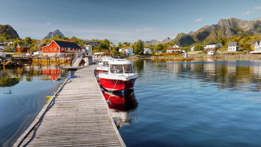 lofoten，kabelvag村，海岸景观