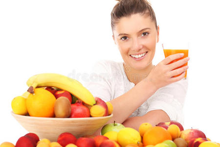 美女喝果汁图片