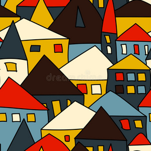 城市 卡通 家园 要素 建造 颜色 绘画 插图 房子 外观