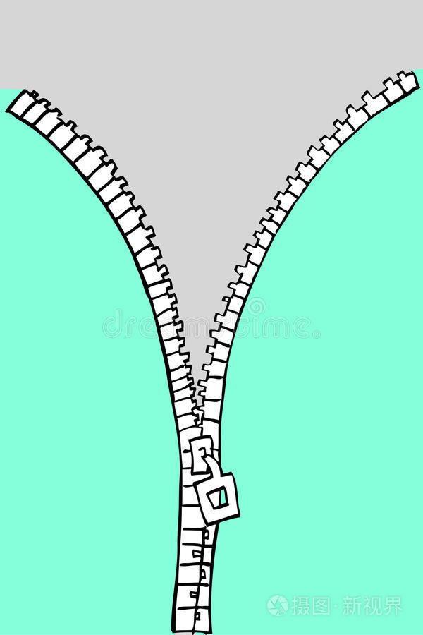 手绘素描,拉链插画