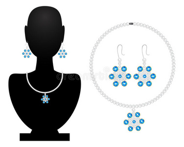 珍珠钻石项链和耳环