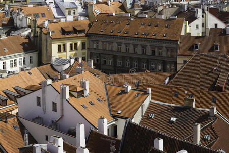 俯瞰布拉格的城市景观，捷克