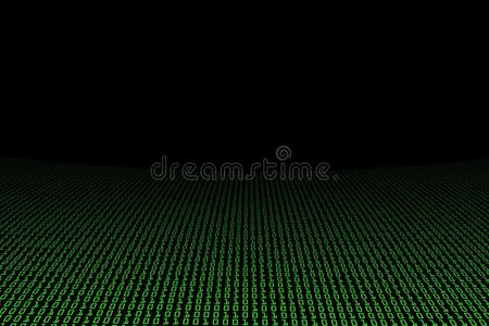 图像绿色二进制代码背景，透视图