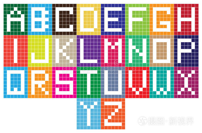 明亮的马赛克瓷砖字母