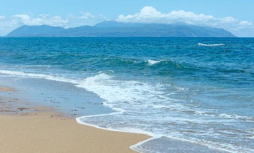 夏季海滩景观希腊，莱夫卡达。