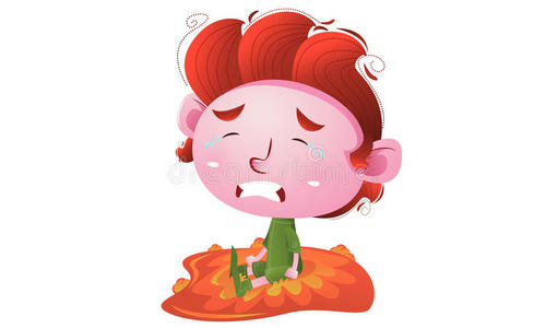 坐在地上哭泣的孩子们照片