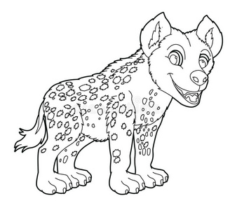 卡通小动物-鬣狗-着色页面照片