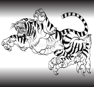 老虎黑白矢量图照片