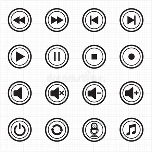 视频播放器透明符号矢量多媒体播放