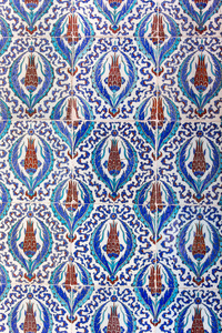 伊斯坦布尔拉斯特姆帕萨清真寺瓷砖的宏观视图