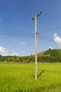 蓝天背景电杆