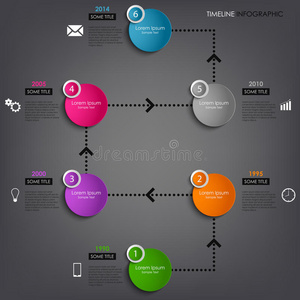 时间线信息图形彩色圆形元素模板