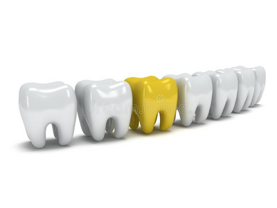 健康牙齿排成一排疼痛的牙齿