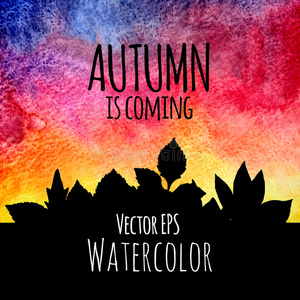秋天来了，抽象手绘水彩
