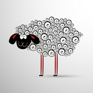 抽象的绵羊。新年设计元素。