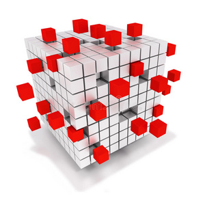 骰子堆和单个红色方块