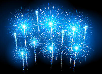 节日的蓝色烟花图片