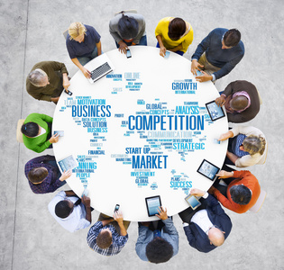 竞争市场全球挑战概念图片