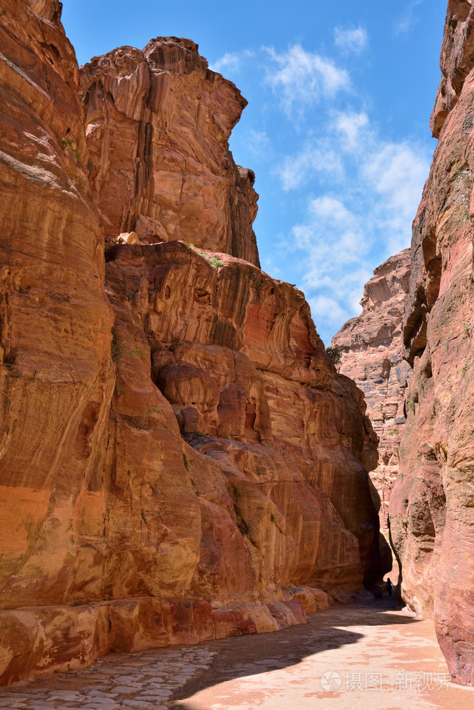 在佩特拉,约旦 siq 峡谷照片-正版商用图片1jdku1-摄图新视界