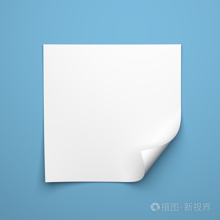 空白空正方形纸白与弯角