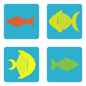 单色的图标集与鱼