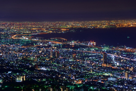 大阪和神户，从马亚山的库库塞代夜景