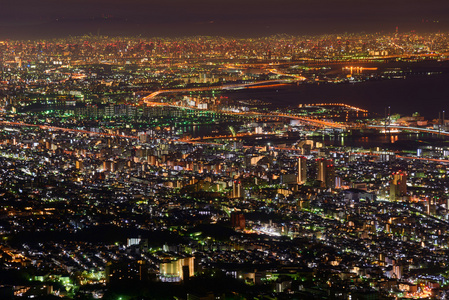 大阪和神户，从马亚山的库库塞代夜景