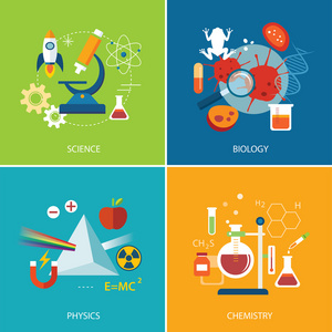 科学概念 物理 化学 生物学平面设计