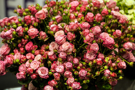 美丽的粉红色玫瑰花束