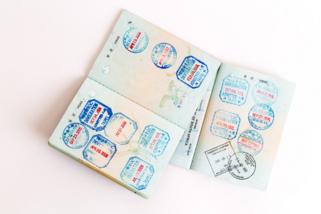 签证和护照的邮票