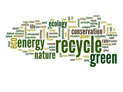 概念的抽象绿色回收和生态学和保护云文字