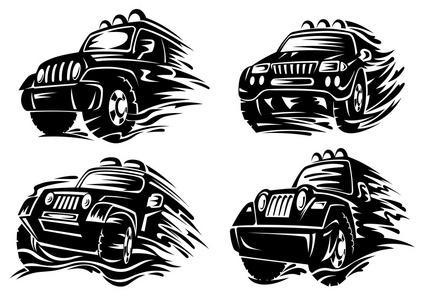 吉普车或交叉的剪影照片