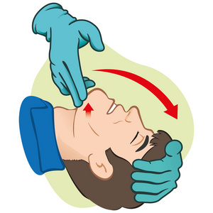 急救复苏 cpr，清除呼吸，定位与手套。为复苏。理想的培训材料，编目和体制