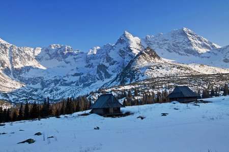 山雪风景用木房子里图片