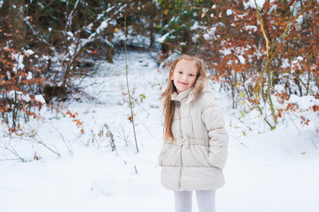 冬天的可爱的小女孩的肖像