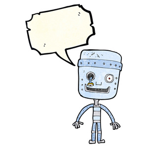 卡通搞笑的机器人与讲话泡泡
