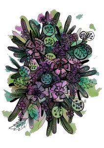 美丽花朵的图形抽象插图
