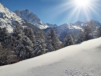 阳光雪景