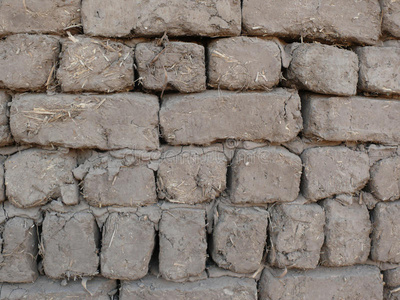 埃及工程泥草砖墙照片