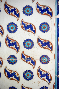 伊斯坦布尔拉斯特姆帕萨清真寺瓷砖的宏观视图