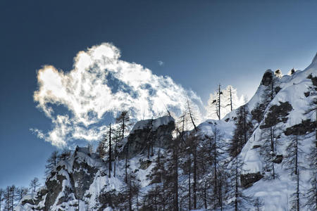 冬季直升机拍摄的白云石空中景象