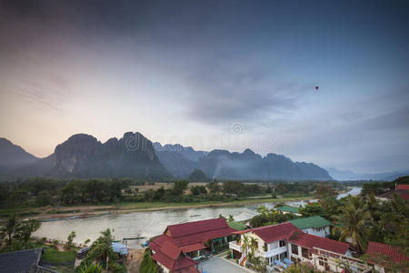老挝万荣的南宋河。