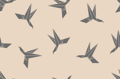 无缝模式日本折纸蜂鸟