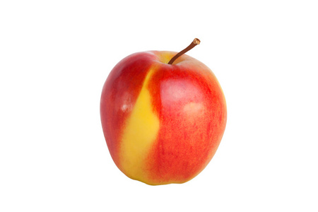 红色苹果，黄色，白色背景分离