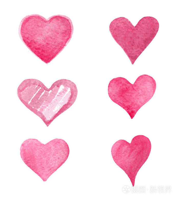 设置在白色的水彩红心