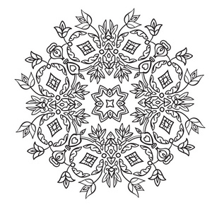 手绘图 zentangle 曼陀罗元素。意大利珐琅器样式