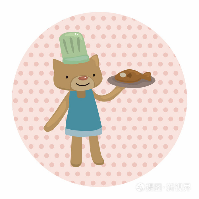 动物猫厨师卡通主题元素