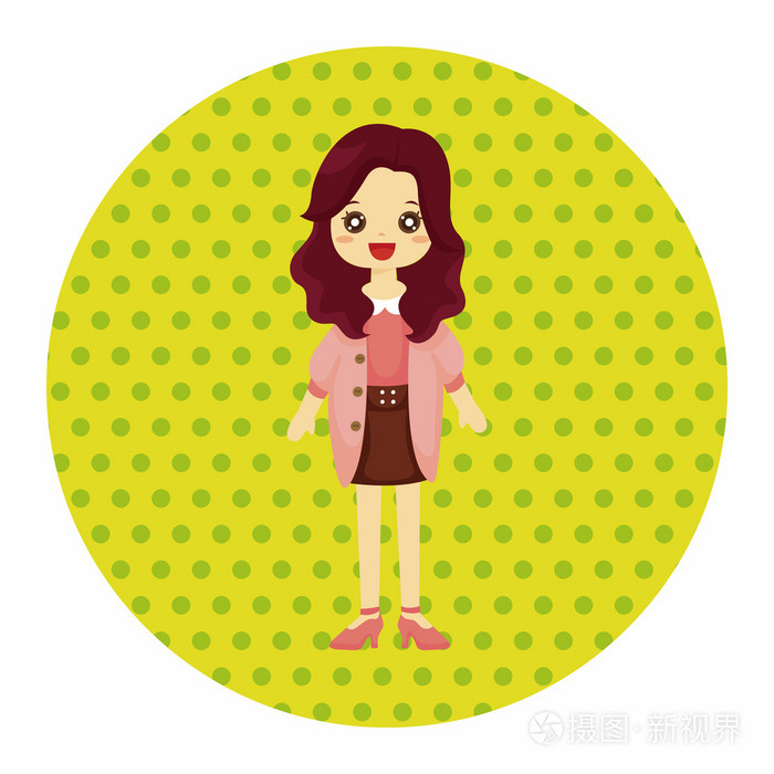 淑女的女孩卡通主题元素