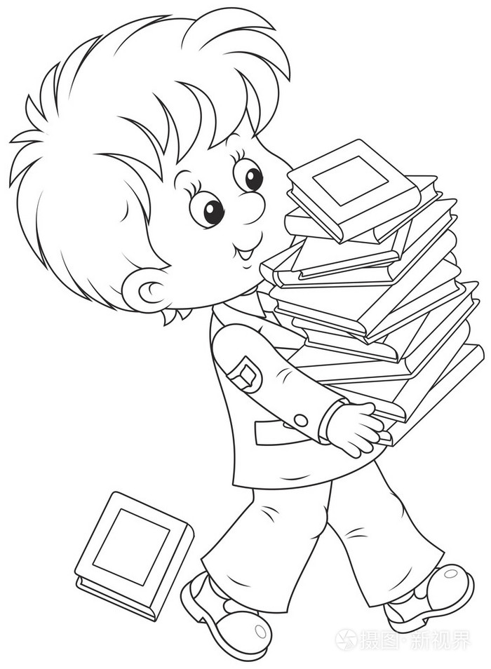 教科书的学童插画-正版商用图片1jhapl-摄图新视界